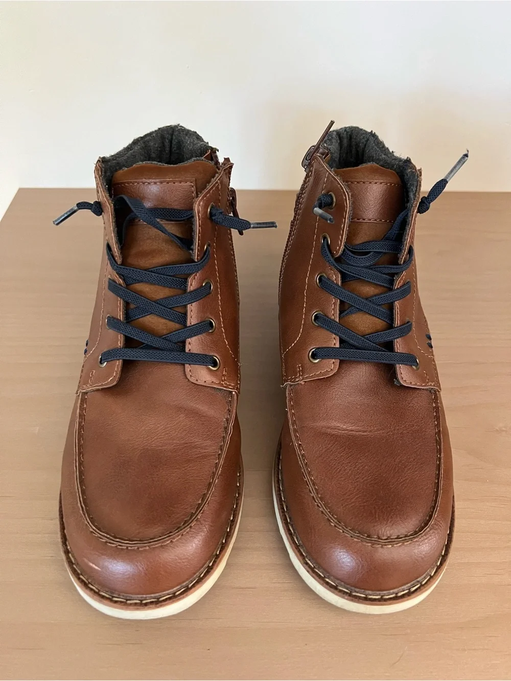 Nordstrom Kids Brown Leather Boot with Navy Laces